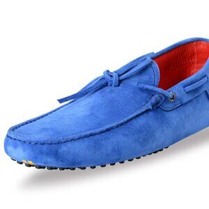 Tod's For Scuderia Ferrari Men's Blue Suede Leather Car Shoes Loafers Shoes